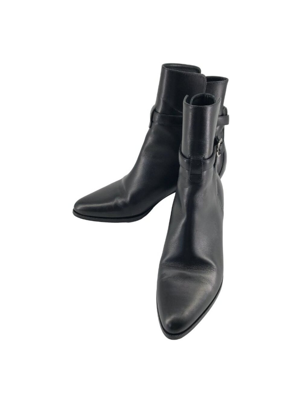 Celine Leather Jodhpur Heels Boots Black